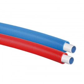Uponor Uni Pipe PLUS buis, wit,  in rode of blauwe mantelbuis